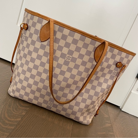 Louis Vuitton NEVERFULL MM Shoulder Bag, Damier Azur Print - Picture 5 of 16